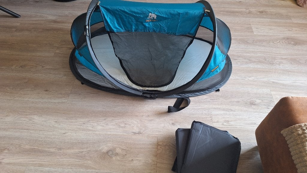 Deryan luxe babytentje blauw, Kinderen en Baby's, Babywiegjes en Ledikanten, Ophalen, Zo goed als nieuw, Reisbedje