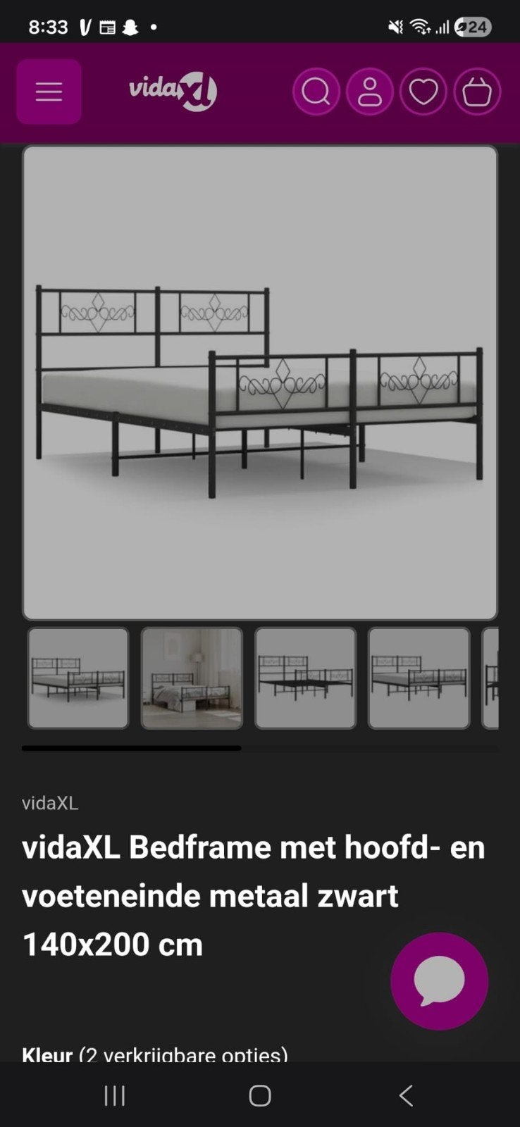 vidaXL Bedframe met Hoofd- en Voeteneinde Metaal Zwart, Huis en Inrichting, Slaapkamer | Bedden, Ophalen, Zwart, Tweepersoons