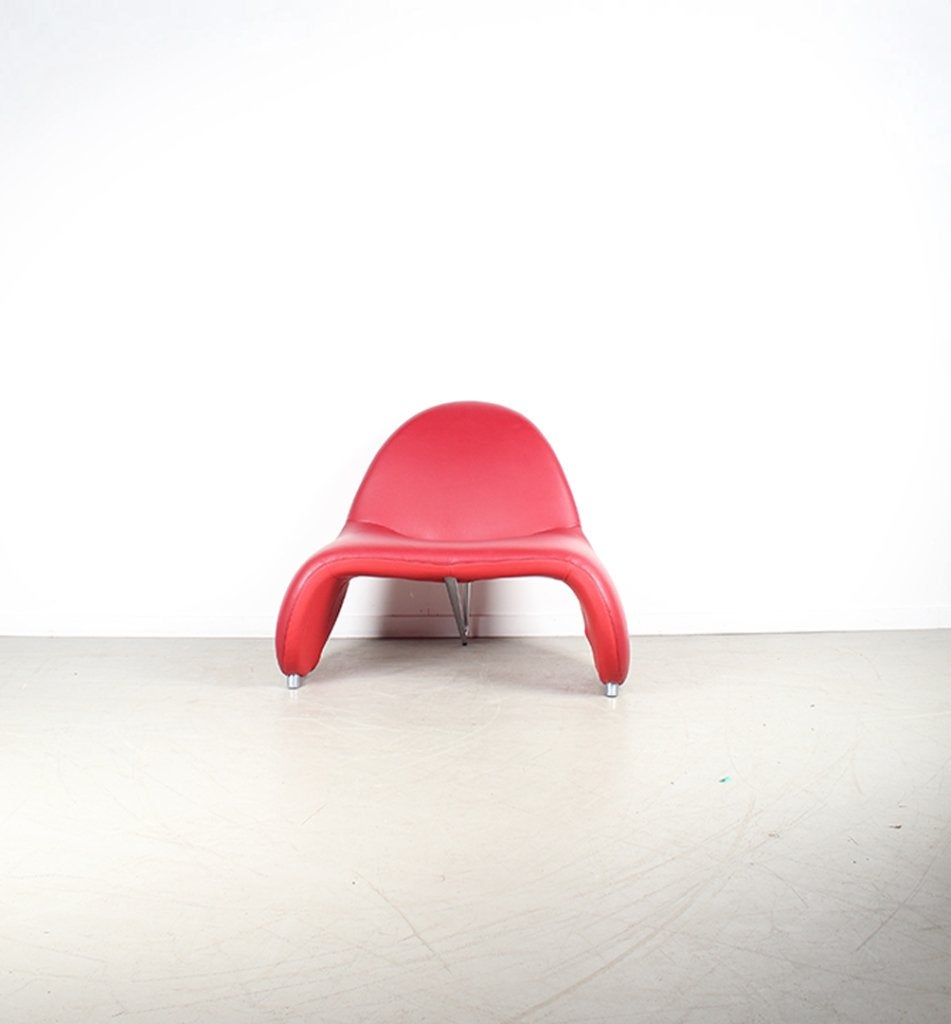 1x Leolux Sella Fauteuil Rood – Leer, Huis en Inrichting, Fauteuils, Niet ingevuld, Niet ingevuld, Ophalen of Verzenden, Zo goed als nieuw
