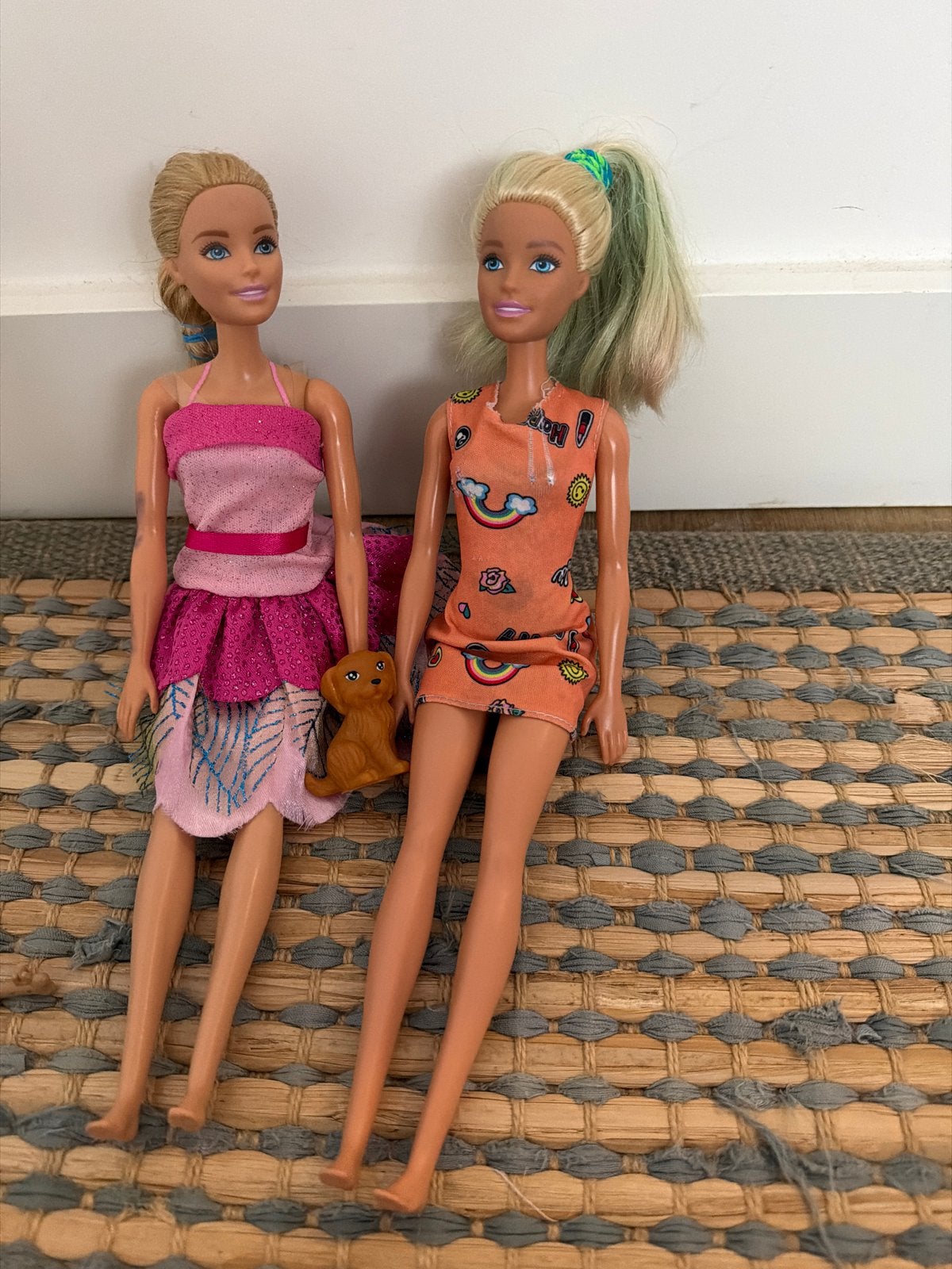 2 Barbie poppen met accessoires en extra jurk, Ophalen, Gebruikt, Barbie