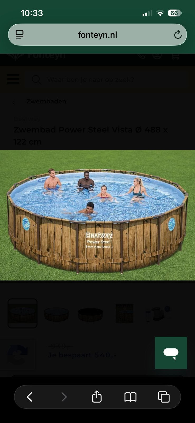 Bestway zwembad houtlook met accessoires, Rond, 300 cm of meer, Zo goed als nieuw, Ophalen