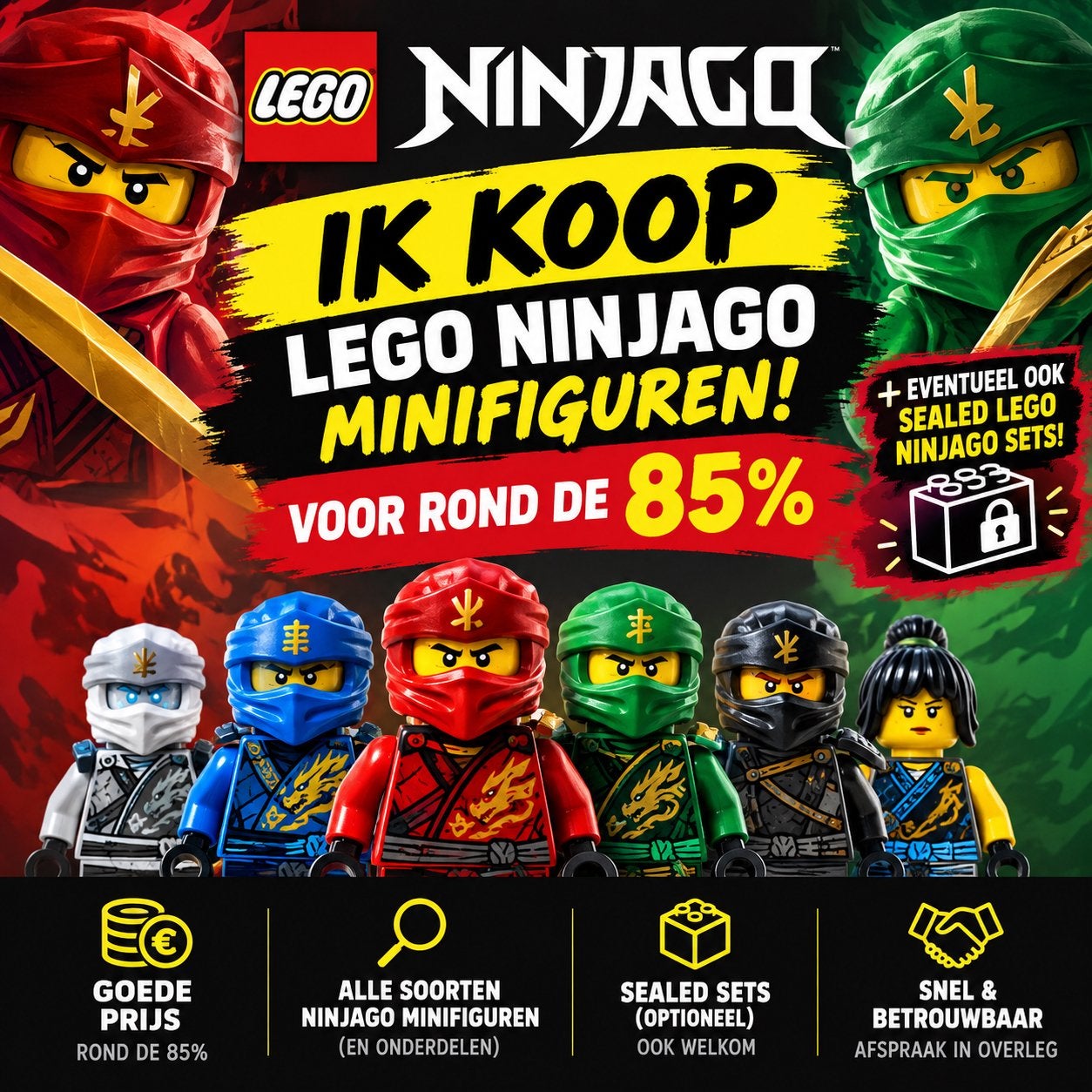 Ik koop in LEGO Ninjago Minifiguren en Sealed Sets!