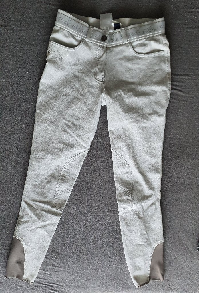 Witte paardrijbroek HV Polo met strass mt 72, Ritssluiting, Gebruikt, Ophalen of Verzenden, Veelzijdigheid