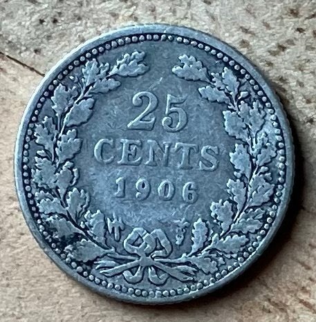 25 cent 1906 Wilhelmina, Ophalen, Zilver, 25 cent, Koningin Wilhelmina