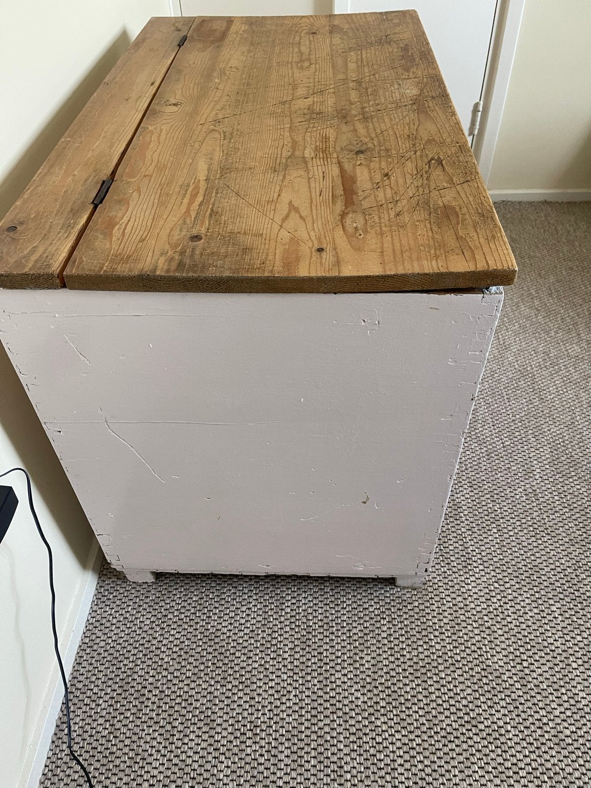 Houten kist met deksel, wit geverfd, Huis en Inrichting, Woonaccessoires | Kisten, Ophalen, 50 – 75, Gebruikt, 50 tot 100 cm