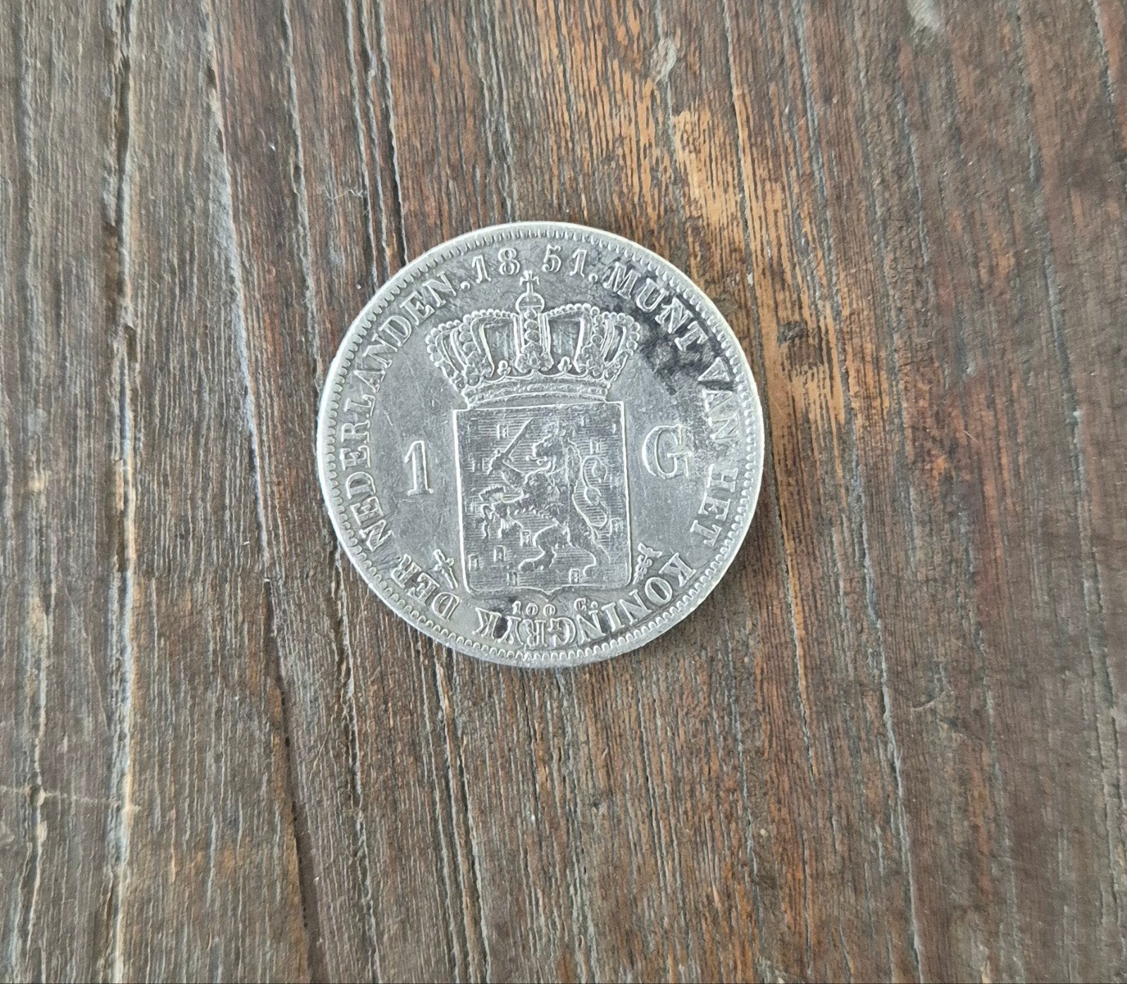 Zilveren 1 gulden munt 1851, 1 gulden, Koning Willem III, Zilver, Ophalen of Verzenden