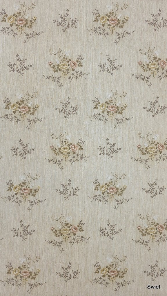 7802 Jutelook bloemenbehang in beige jaren 70 vintage swiet, Verzenden, Bruin