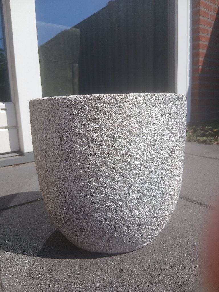 Bloempot Wit Grof Gekorreld 30x30cm Steen Artinez Stenen Pot, Tuin en Terras, 40 cm of meer, Rond, Nieuw, Ophalen of Verzenden