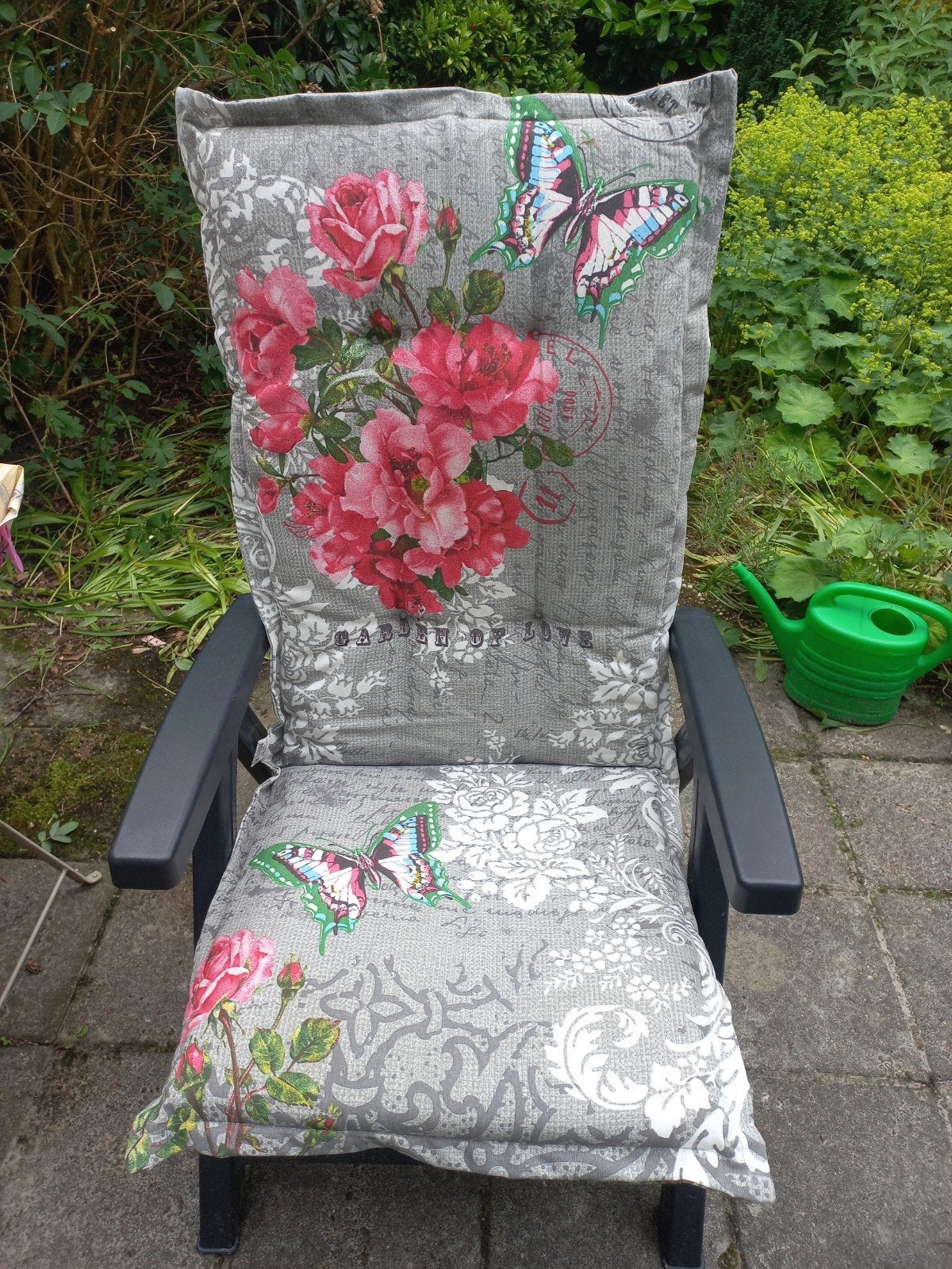 Zönder kussen!Grote antraciet  zgn rieten tuinstoel, Ophalen of Verzenden, Zo goed als nieuw, Kunststof, Inklapbaar