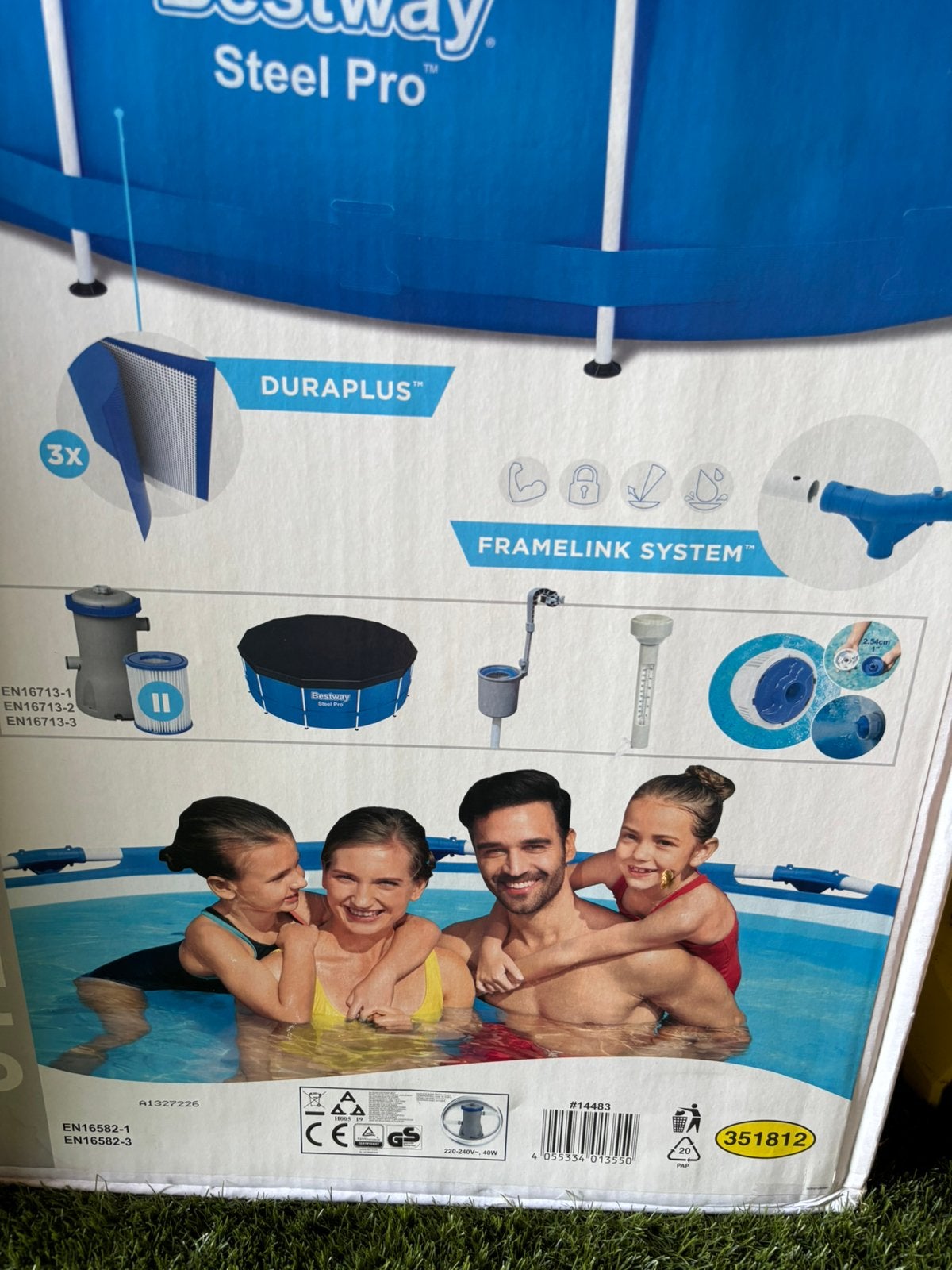 Zwembad rond, blauw, Ophalen, 80 tot 120 cm, Rond, 300 cm of meer