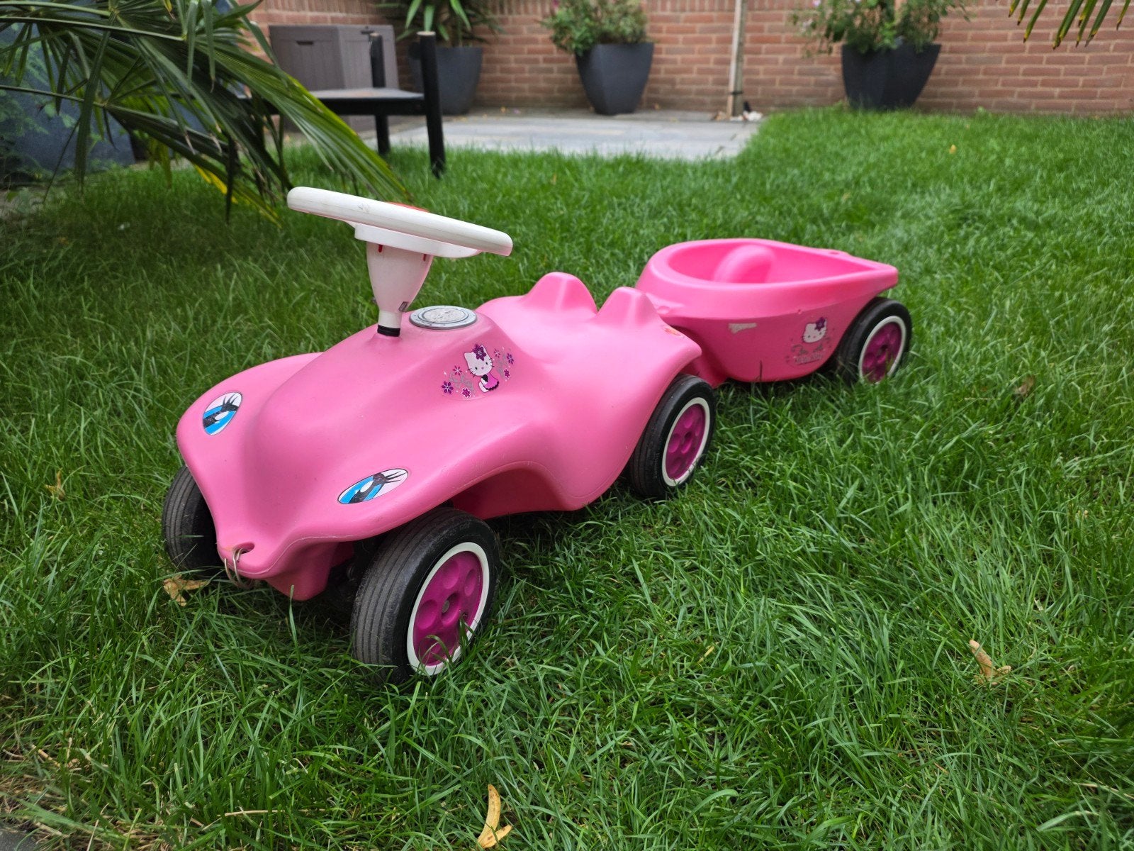 Roze loopauto met aanhanger - Bobby car, Ophalen, Gebruikt, Loopvoertuig