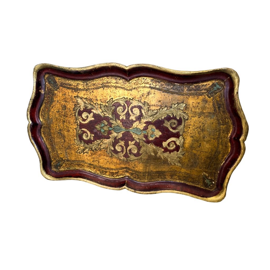 Oud houten Florentijns dienblad, Huis en Inrichting, Woonaccessoires | Dienbladen, Gebruikt, Ophalen of Verzenden, Dienblad, Rechthoekig