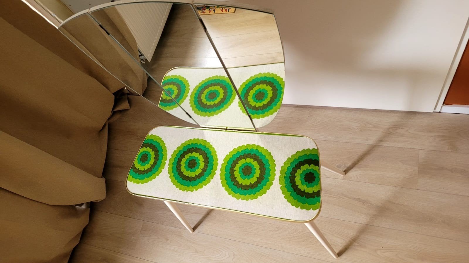 Vintage kaptafel met spiegel en lade, jaren '70 design, Ophalen, Gebruikt, Vintage, Jaren '70, Retro, 50 tot 100 cm