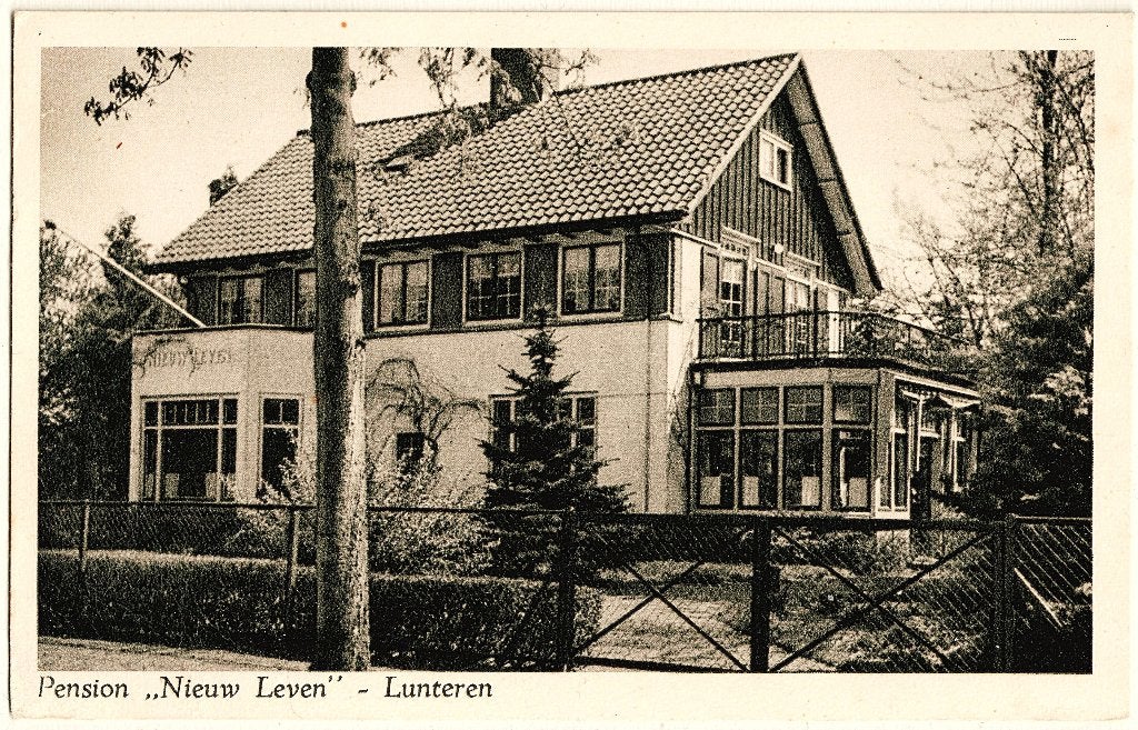 Lunteren Gld, Pension Nieuw Leven, gelopen 1955, Verzamelen, Verzenden, 1940 tot 1960, Gelopen, Gelderland