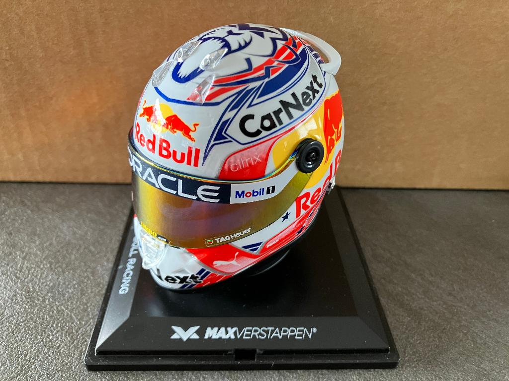 ✅ Max Verstappen 1:4 helm 2022 USA GP Red Bull RB18, Verzamelen, Automerken, Motoren en Formule 1, Ophalen of Verzenden, Nieuw