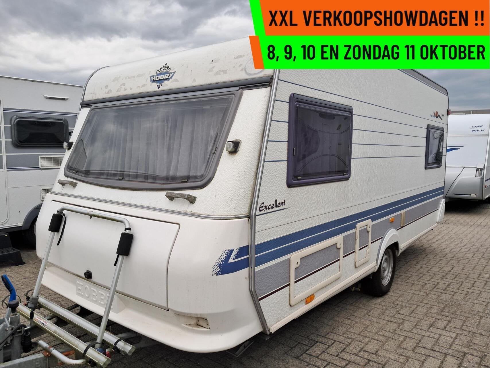 HOBBY EXCELLENT 470 MOVER + VOORTENT + DWARSBED + FIETSENDR, Rondzit, Hobby, Bedrijf, Serviceluik