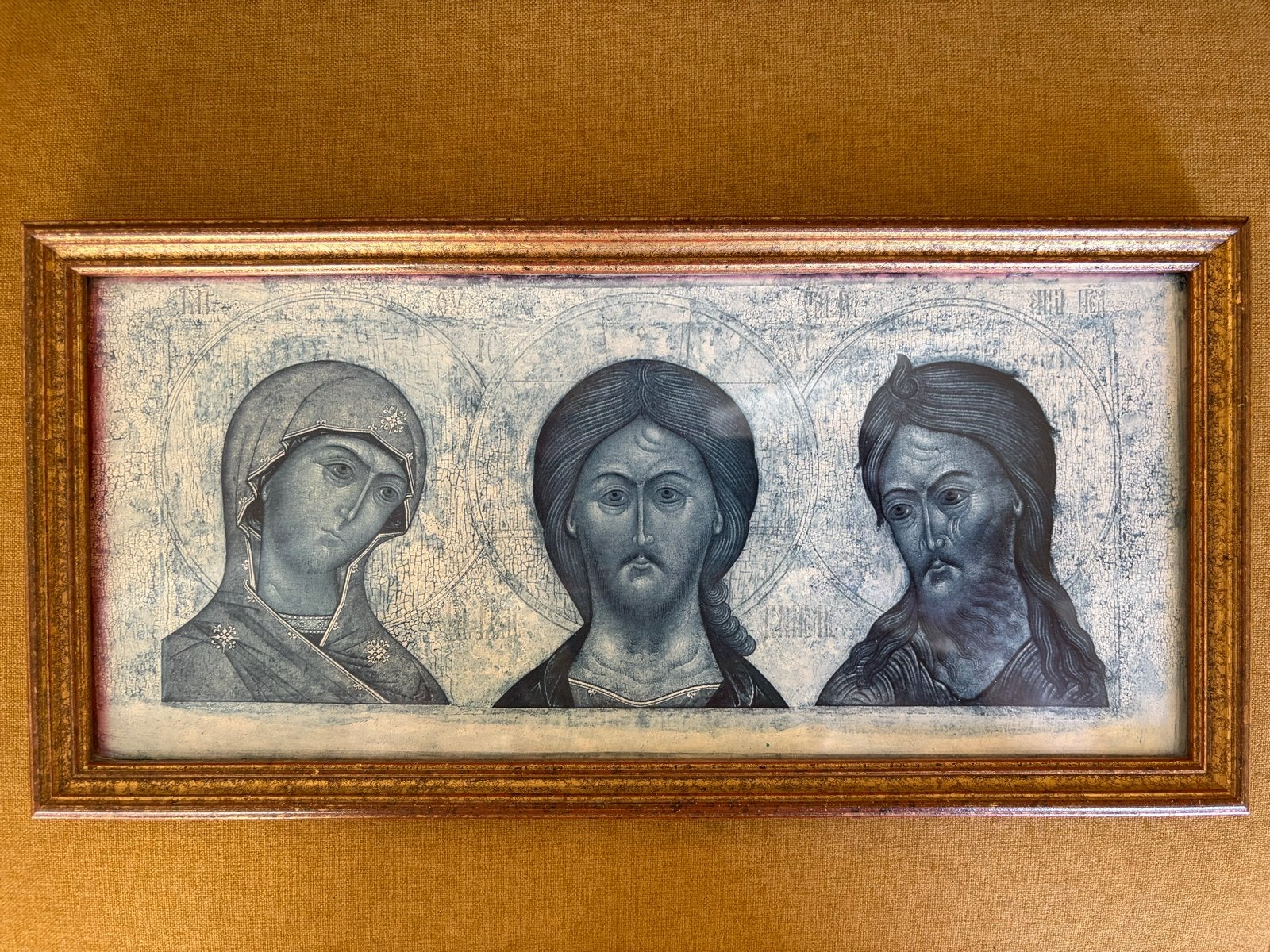 Lijst met oude icoon: Maria, Jezus en Johannes de Doper, Ophalen of Verzenden