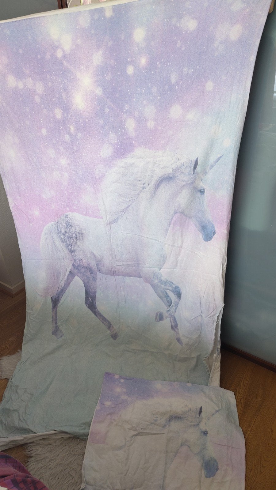 Dekbedovertrek Unicorn Paard Paars Roze Eenpersoons, Ophalen, Gebruikt, Meisje, Roze
