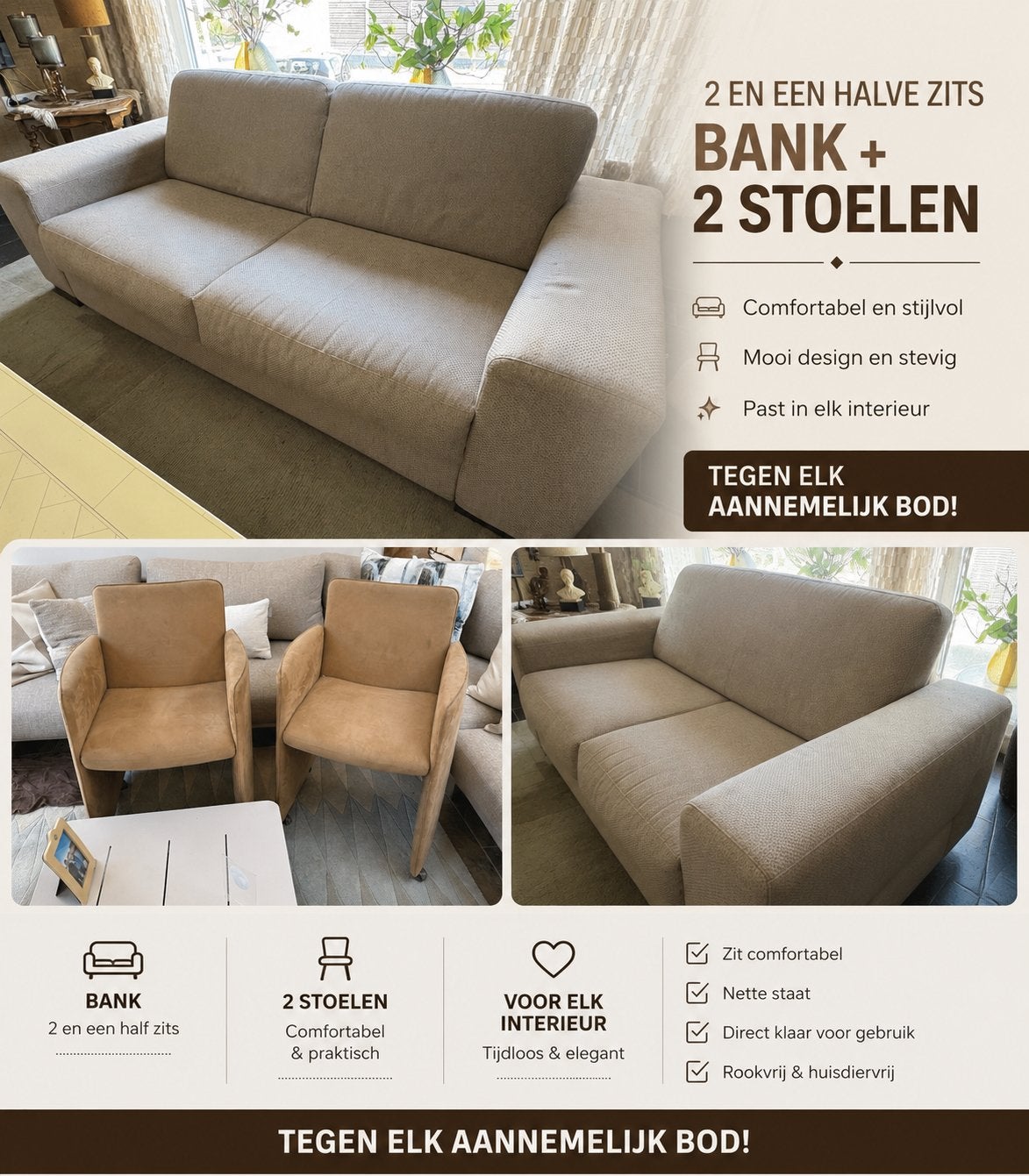 Stijlvolle Salontafel met Luxe Uitstraling, Ophalen, Gebruikt, 100 tot 150 cm, 50 tot 100 cm