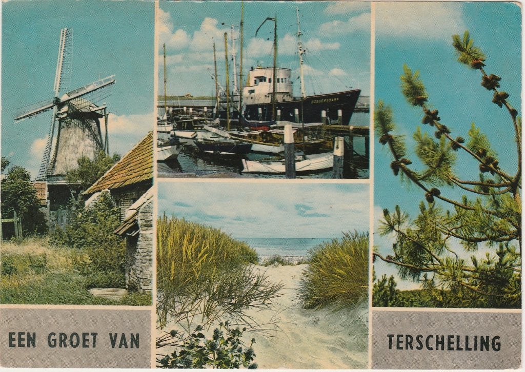 TERSCHELLING Molen Veerboot Duin, Verzenden, 1960 tot 1980, Gelopen, Waddeneilanden