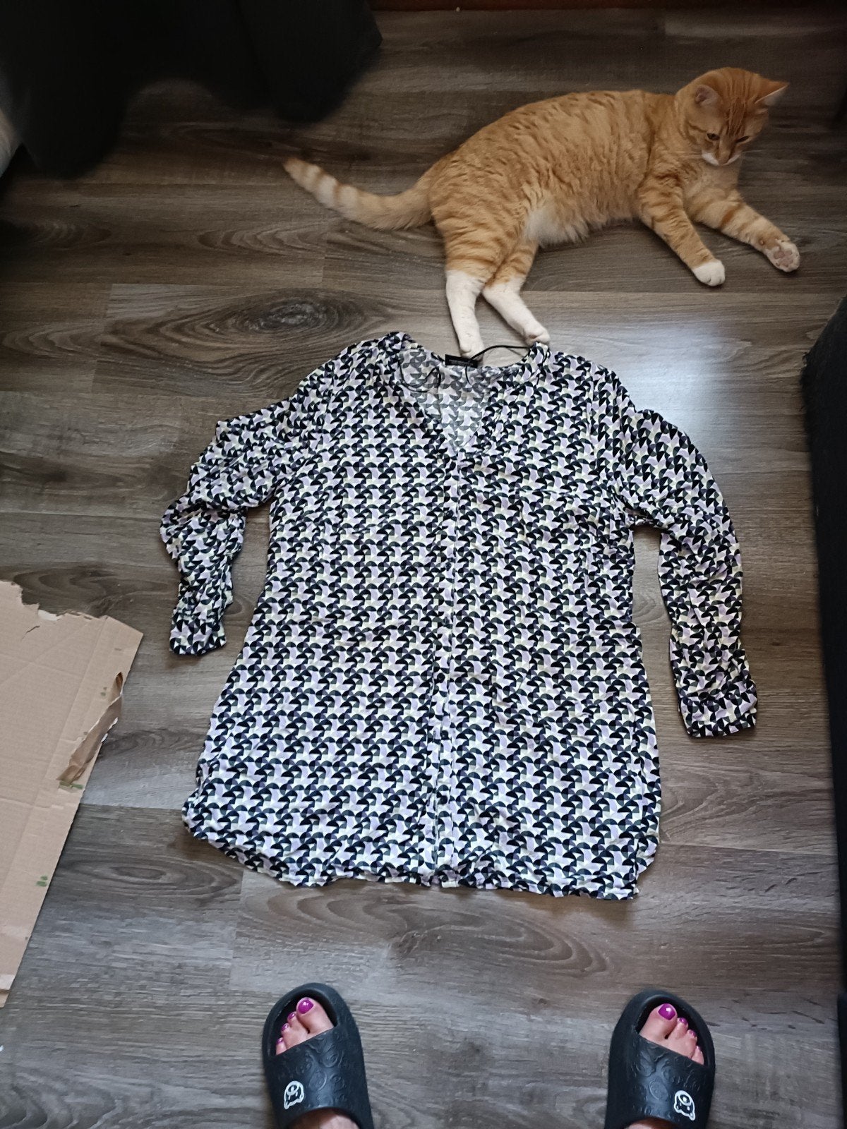 Zwart-witte tuniekjurk met pied-de-poule print, Zwart, Maat 46/48 (XL) of groter, Ophalen of Verzenden, Onbekend