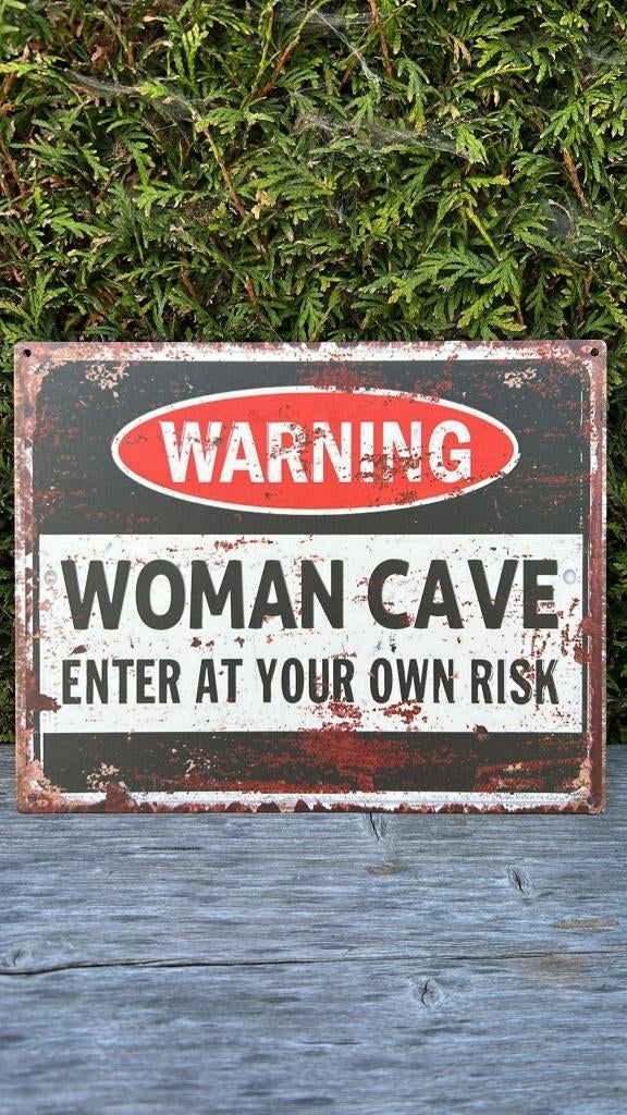 Decoratief tekstbord Woman Cave metaal, Ophalen of Verzenden, Nieuw