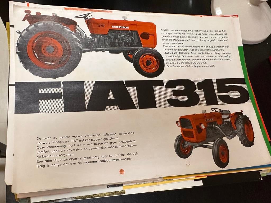 Oude Fiat 315 trekker folder uit de jaren '60, Ophalen of Verzenden, Zo goed als nieuw
