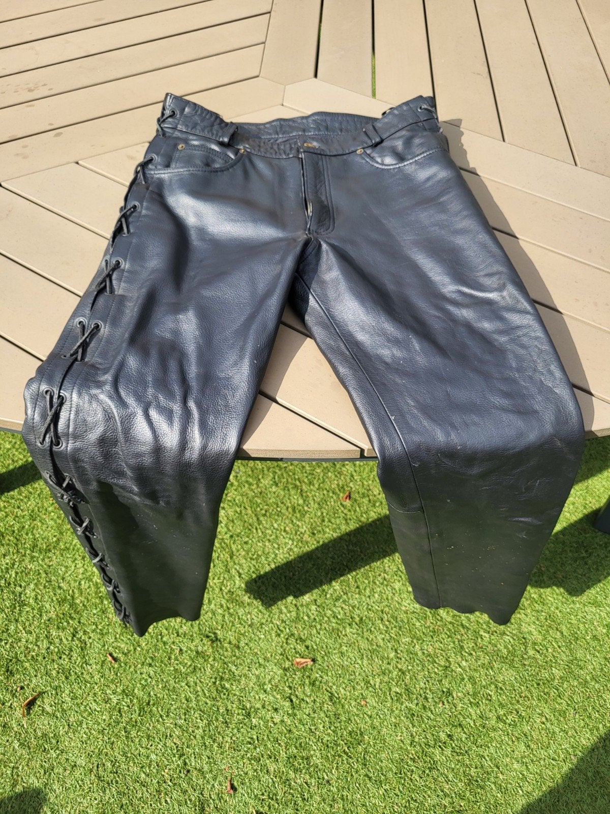 Held lederen veterbroek mt 50, Motoren, Held, Broek | leer, Heren, Ophalen of Verzenden