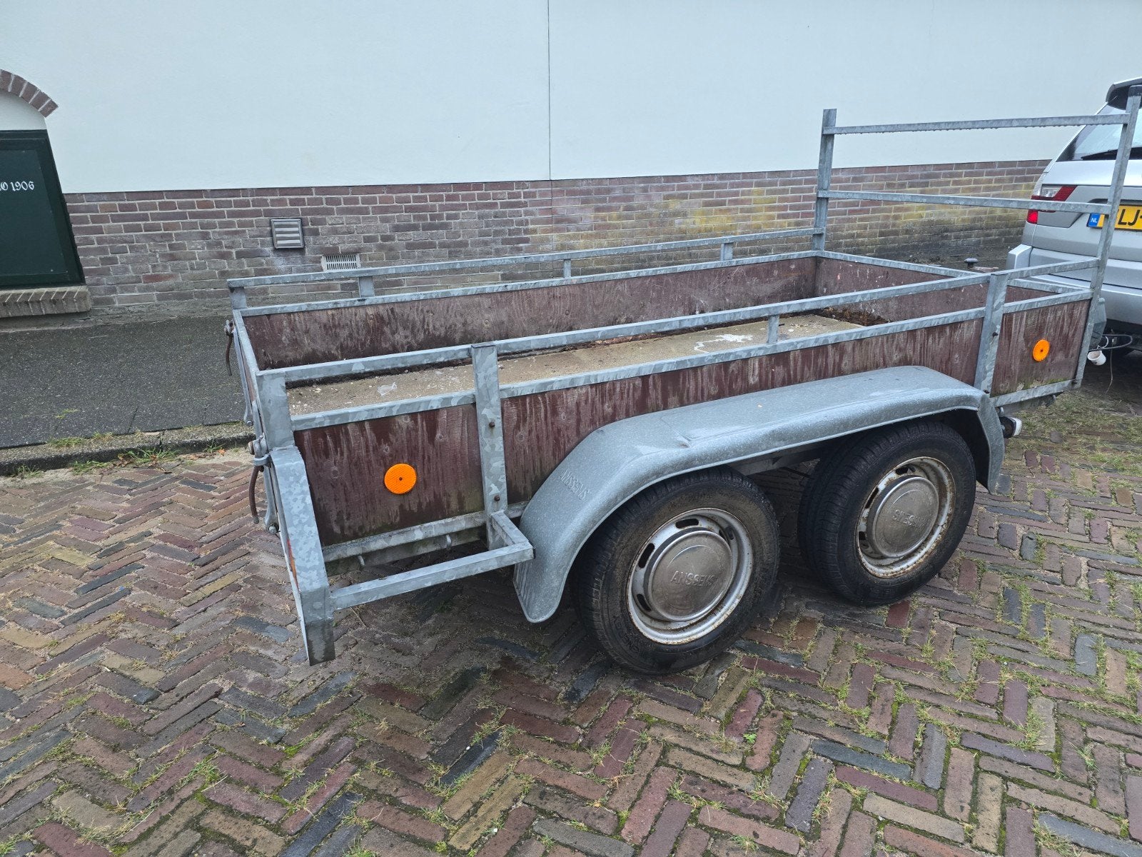 Robuuste Anssems aanhangwagen - Dubbelasser, Auto diversen, Aanhangers en Bagagewagens, Ophalen, Gebruikt
