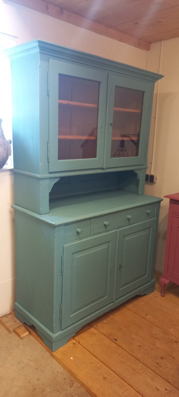 Turquoise vintage gerestylde Buffetkast, Ophalen, Gebruikt, 200 cm of meer, .