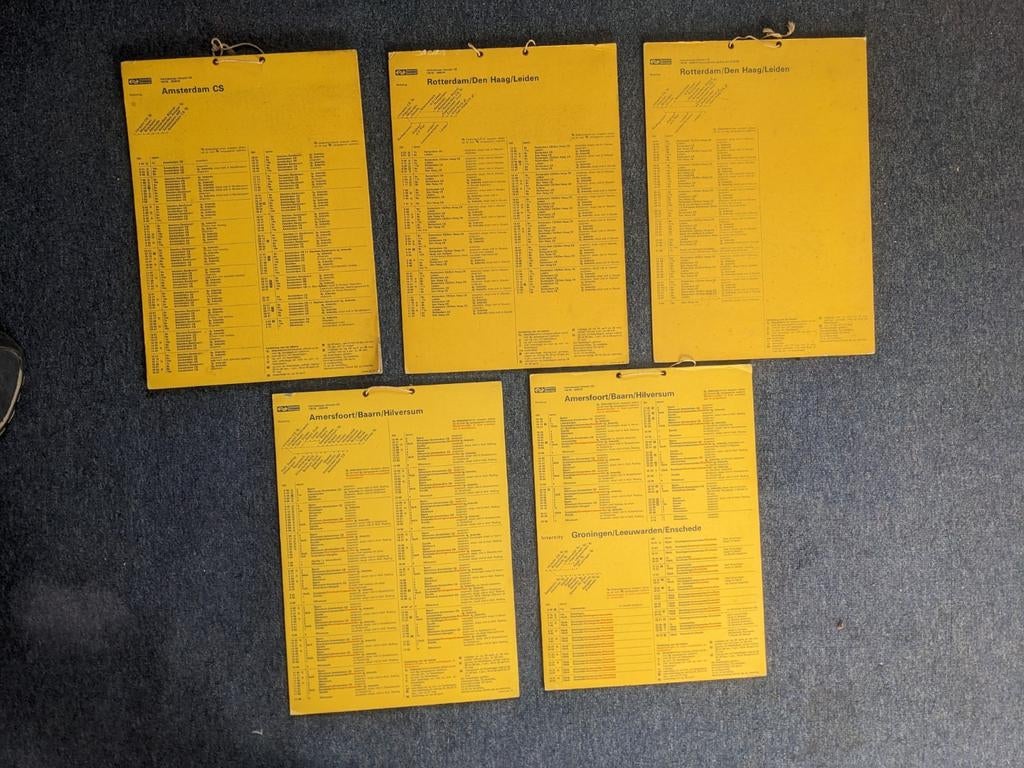 5 x NS vertrekstaat  loket Utrecht CS - sept 75, Ophalen of Verzenden