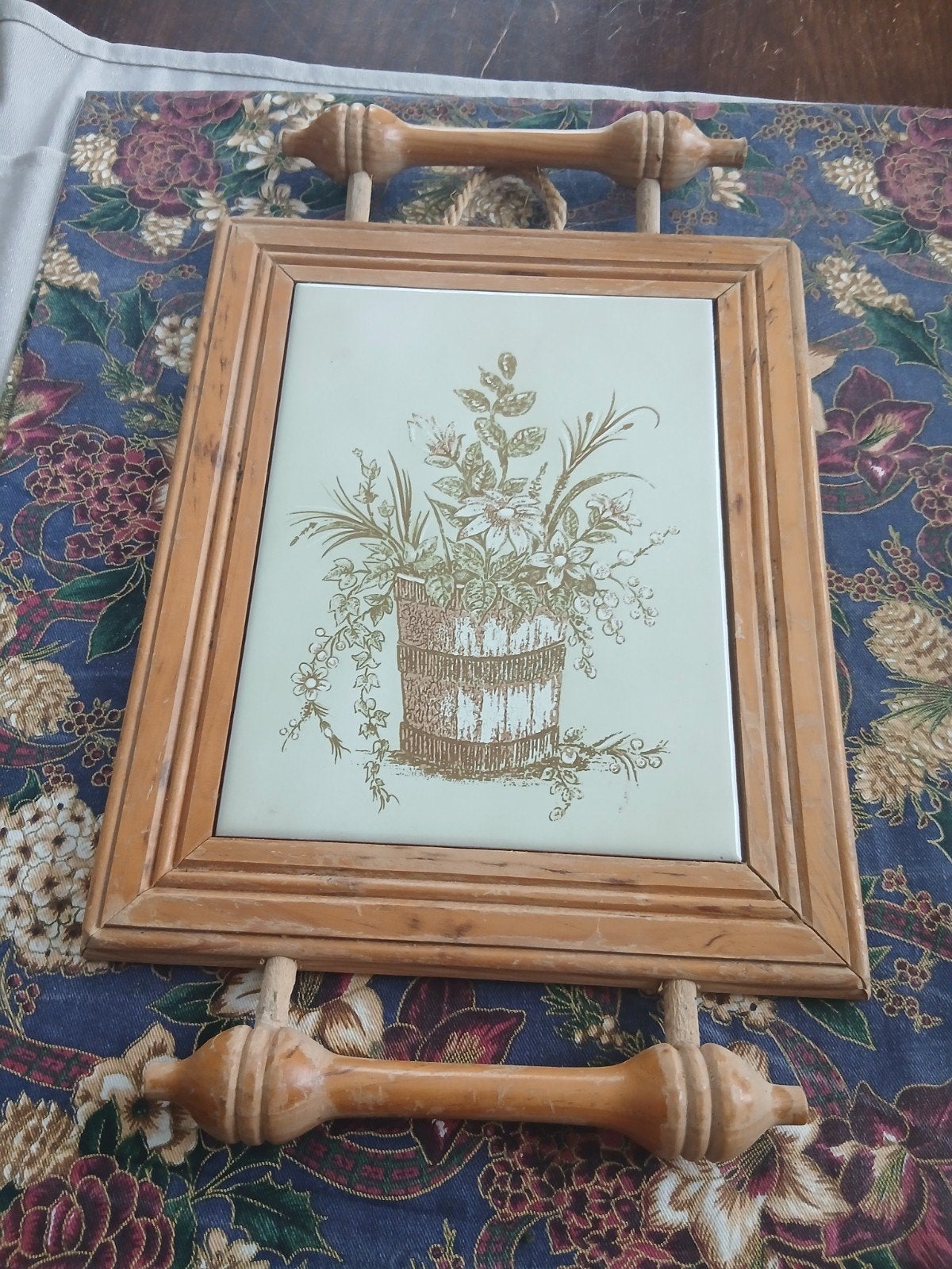 Vintage houten wanddecoratie met bloemenmotief, Antiek en Kunst, Ophalen of Verzenden
