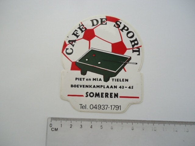 sticker oud Biljart cafe SOMEREN Piet Mia TIELEN de sport, Verzenden, Zo goed als nieuw, Bedrijf of Vereniging