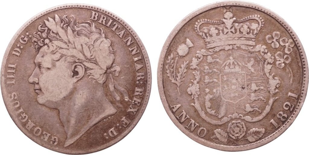 Half Crown 1821, Groot-Brittannië, George IV, Postzegels en Munten, Verzenden, Overige landen, Losse munt, Zilver