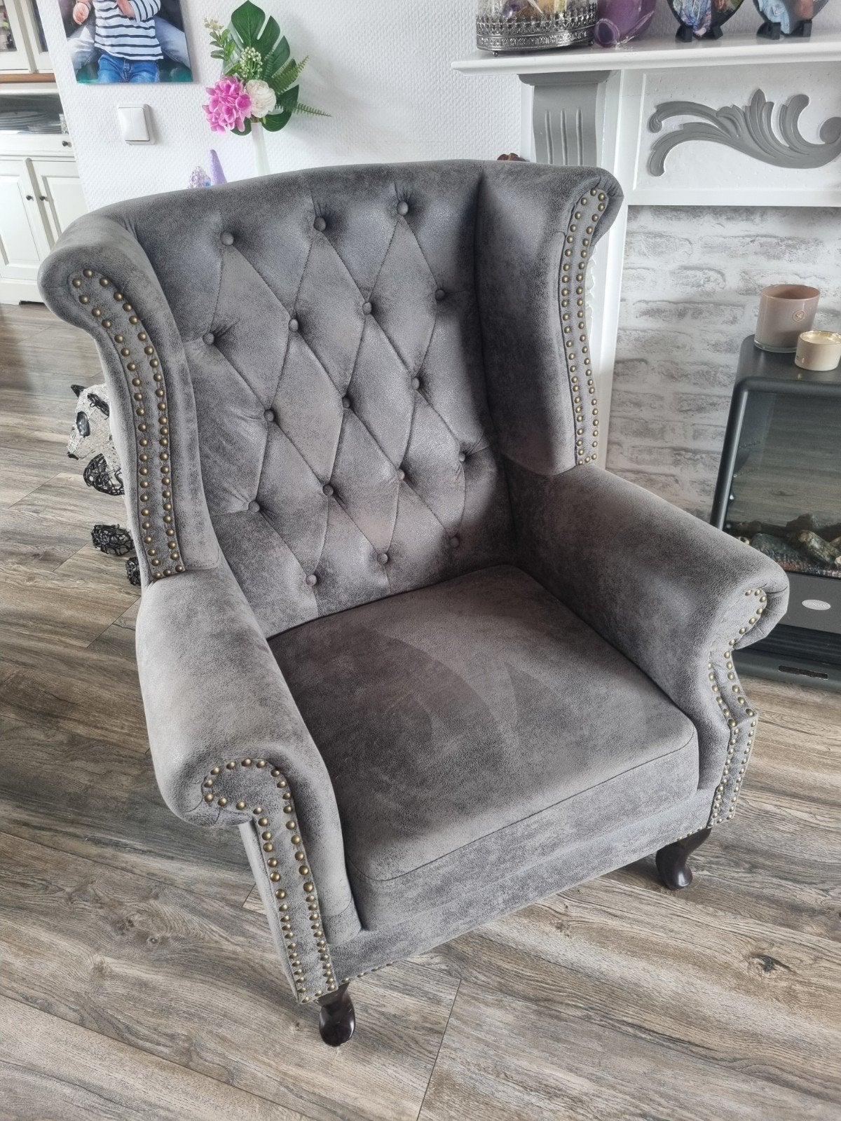 Z.G.A.N. barok/chesterfield stoel/fauteuil, Ophalen, Barok, 75 tot 100 cm, Zo goed als nieuw