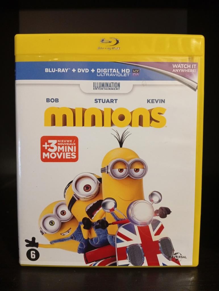 Minions Blu-ray + DVD + Digital HD met 3 mini-films, Cd's en Dvd's, Blu-ray, Zo goed als nieuw, Tekenfilms en Animatie, Boxset