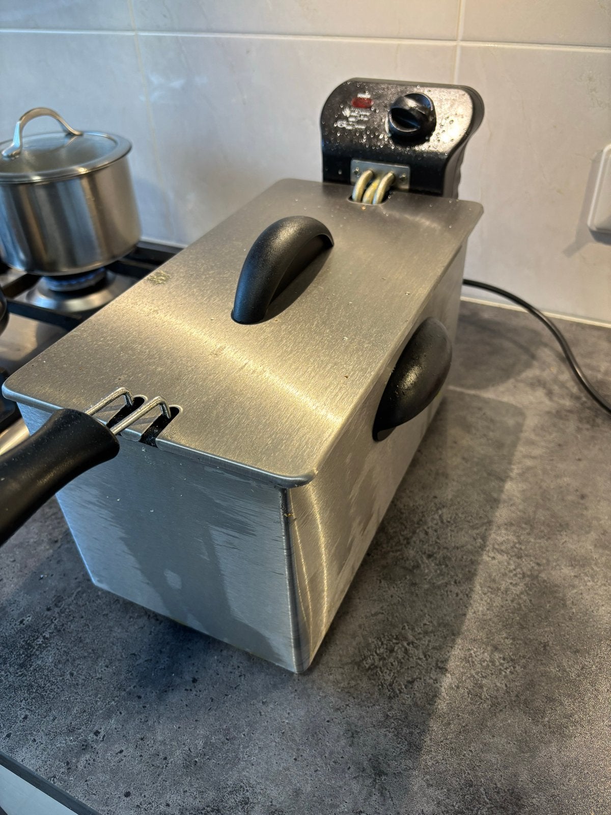 Hollandia Frituurpan - 2000W, RVS, Gebruikt, Witgoed en Apparatuur, 2 tot 3 liter, Ophalen, Gebruikt, Uitneembare binnenpan