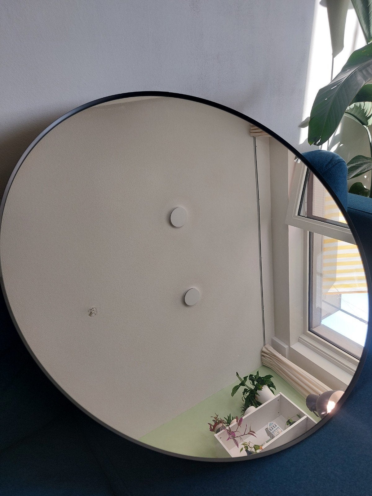 IKEA Lindbyn 80 cm ronde spiegel, Ophalen, Rond, Zo goed als nieuw, 75 tot 100 cm