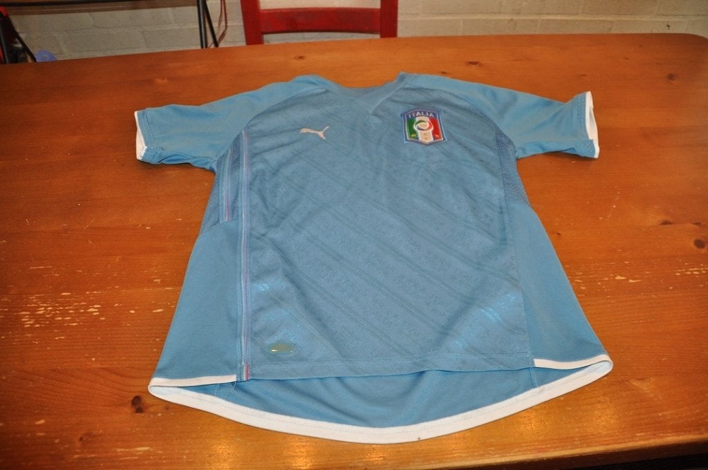 Blauw voetbalshirt Puma Italië 152, Kinderen en Baby's, Kinderkleding | Maat 152, Gebruikt, Puma, Sport- of Zwemkleding, Ophalen of Verzenden