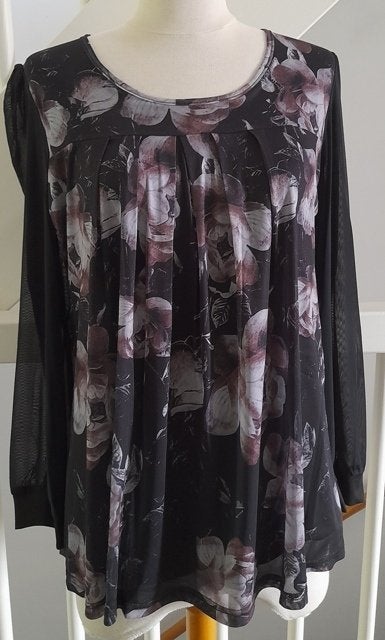 Zwart met bloemen tuniek  maat M, Ophalen of Verzenden, Nieuw, Maat 38/40 (M), Zwart