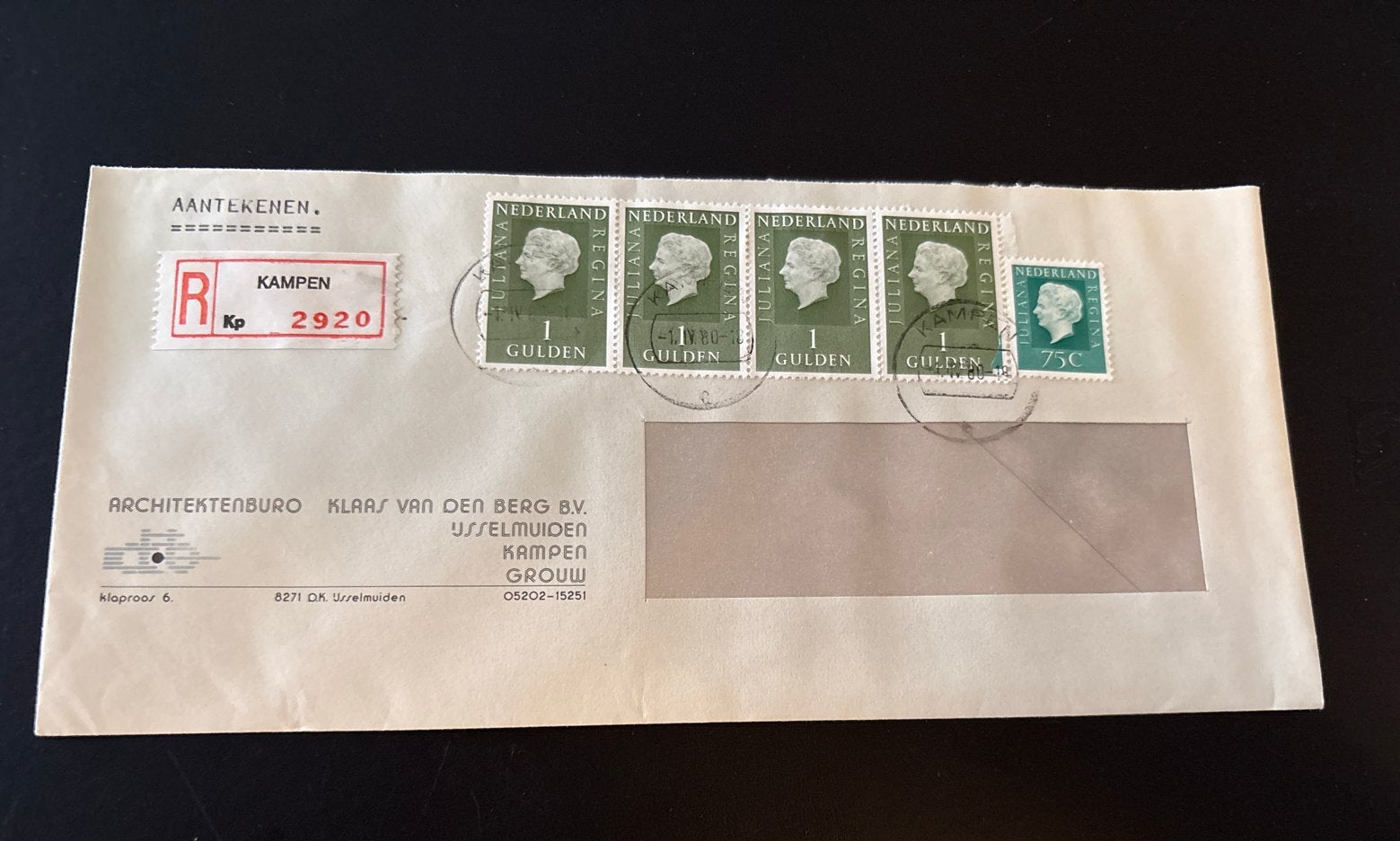 Aangetekende envelop 1980 met Juliana postzegels, Postzegels en Munten, Ophalen of Verzenden, Envelop