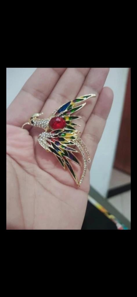Nieuwe Broche Feniks met Kristallen en Emaille, Sieraden, Tassen en Uiterlijk, Met kristal, Overige materialen, 4 tot 7 cm, Overige kleuren