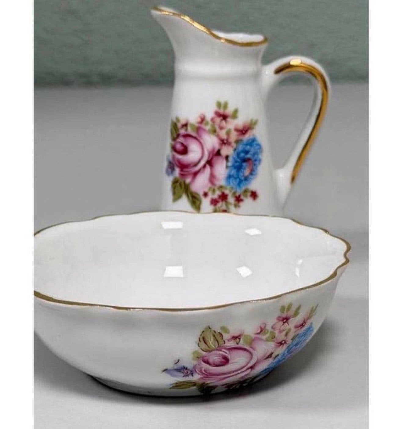 ROYAL PORCELAIN P. Limoges 24KT Gold melkkan en schaaltje, Antiek en Kunst, Ophalen of Verzenden