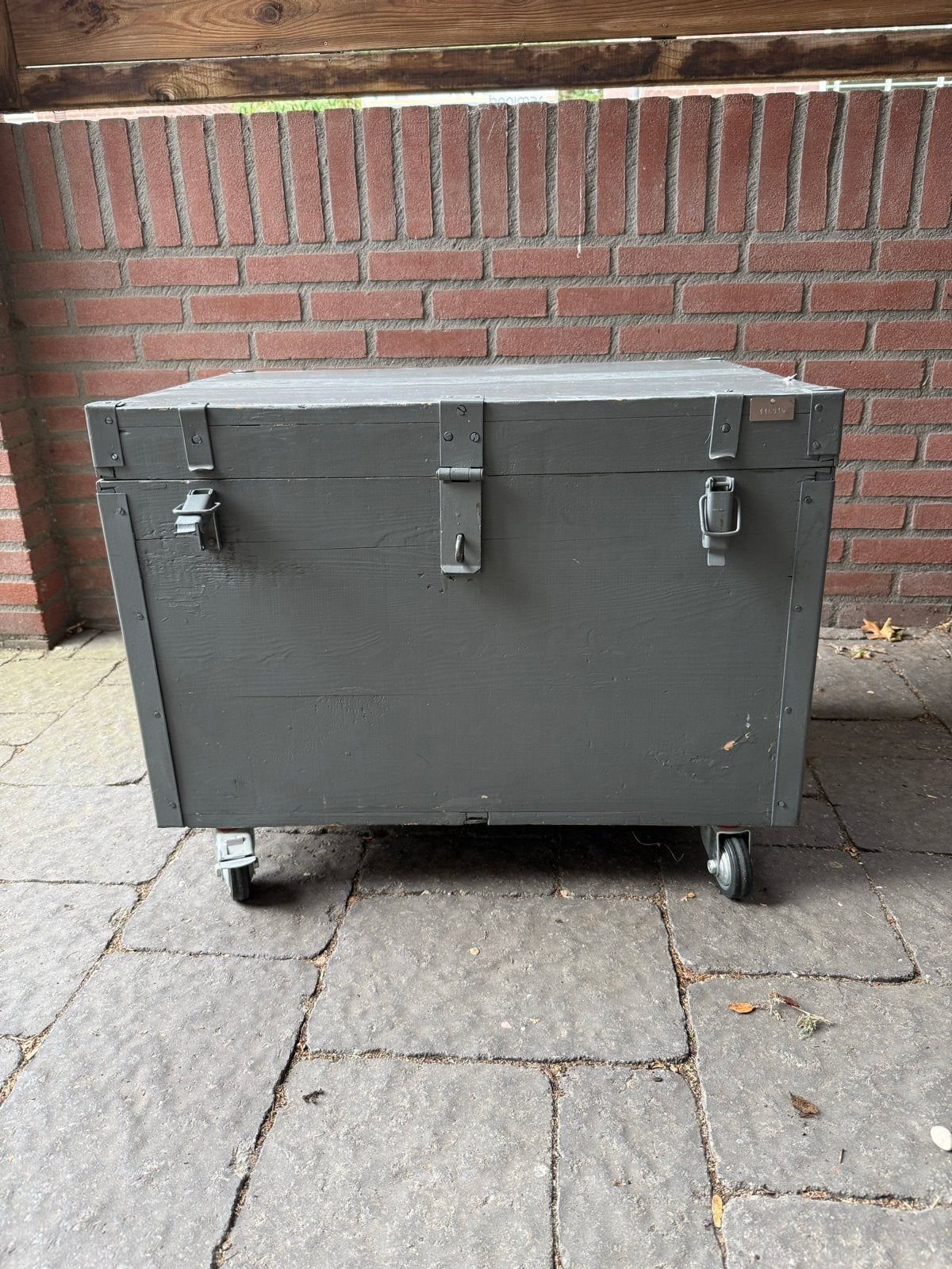 Vintage houten kist op wielen Combitex - Grijs, Ophalen, 50 – 75, Gebruikt, 50 tot 100 cm