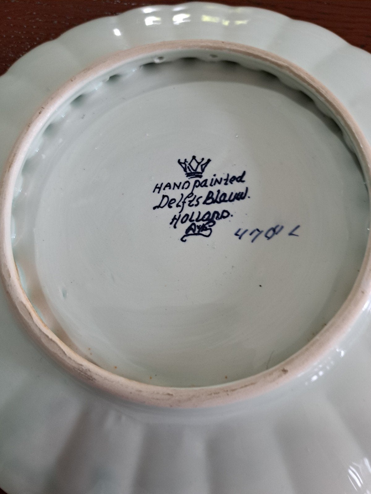 Handgeschilderd Delfts Blauw bord met molenlandschap, Ophalen of Verzenden