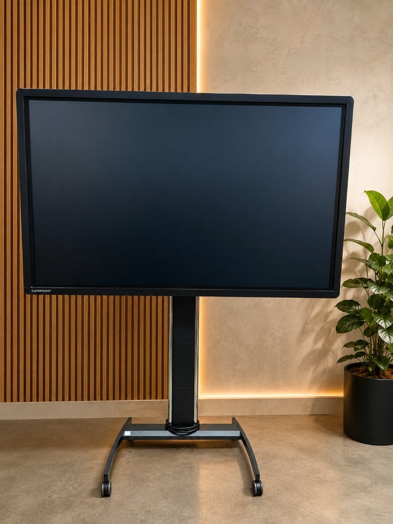 Clevertouch 75 inch touchscreen met stand, Ophalen, 75 inch, HDMI, In hoogte verstelbaar