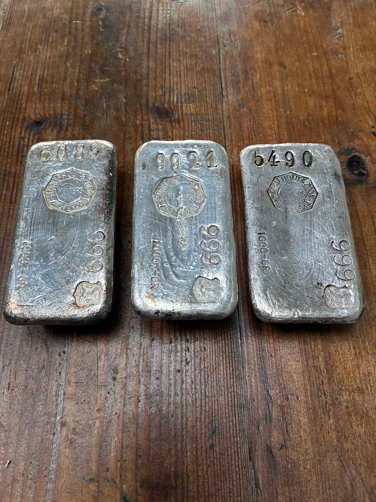 3 Zilver kilobaren, Ophalen of Verzenden, Zilver
