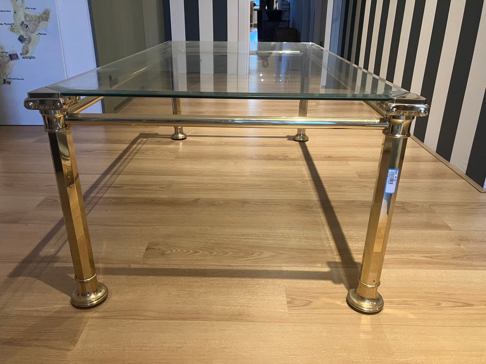 Vintage gouden tafeltje, Ophalen, Gebruikt, 100 tot 150 cm, Vintage