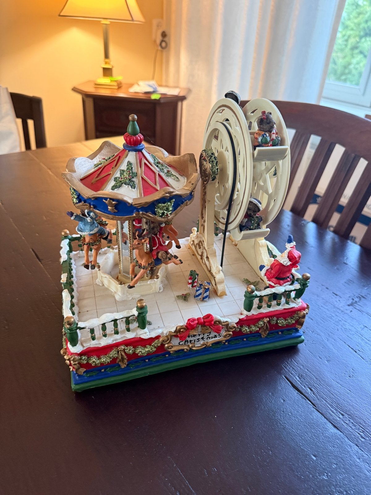 Decoratief kerstkermisje met draaimolen en reuzenrad, Diversen, Ophalen of Verzenden, Zo goed als nieuw