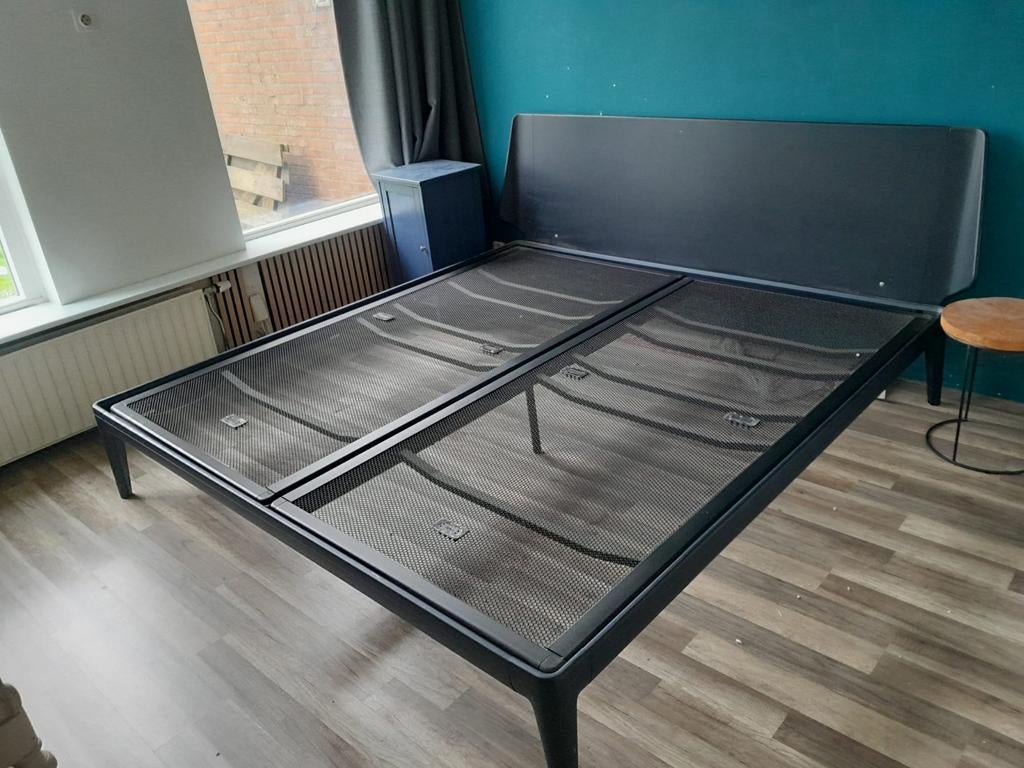 Twee persoons bed Auping Essential 200x210 + hoofdbord, Blauw, Auping Essential, 210 cm, Tweepersoons